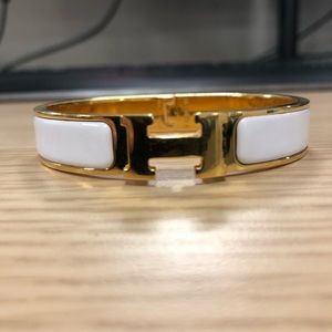 Hermès White Clic H Bracelet